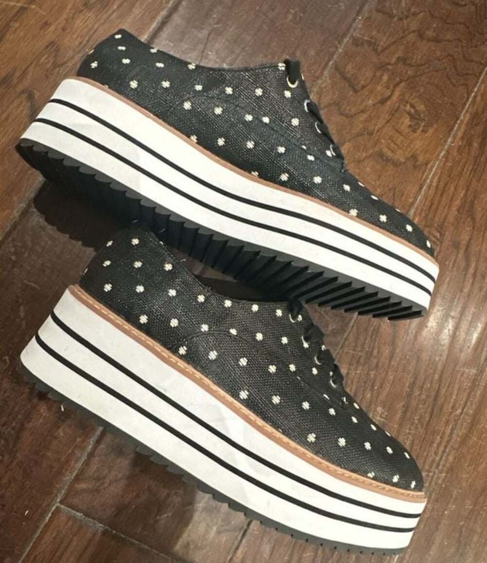 Zara Basic Geometric Print Platform Lace-Up Derby Shoes